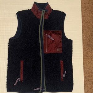 Tory Burch Black and Burgundy Sherpa Vest